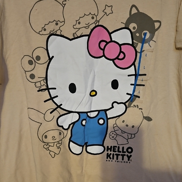 Hello Kitty Beige Tee with Pink and Blue Details - Picture 2 of 4